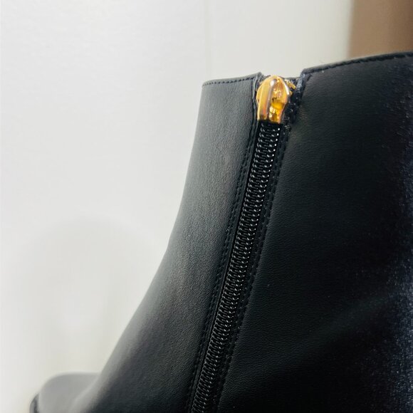 COACH Brand New Sz: 8 Pacey Black Pointed-Toe Leather Western Booties Block Heel - Picture 6 of 10